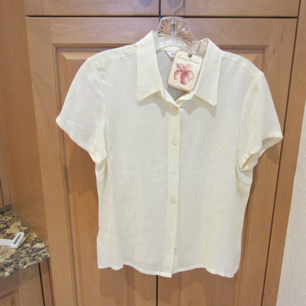 Tommy Bahama Cream Short-Sleeve Button-Up Blouse